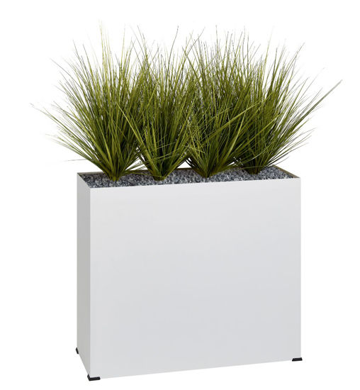 Afbeeldingen van Bosco plantenbak in metaal - met kunstgrassen - op wieltjes - hoogte bak: 74 cm