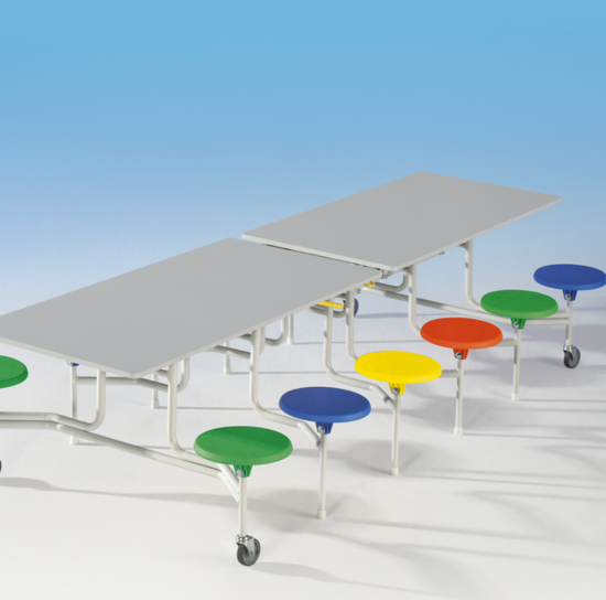 Afbeeldingen van Spaceflex 2.0 - rechthoekige klaptafel - blad in melamine - 12 geïntegreerde stoelen - zithoogte 41 cm